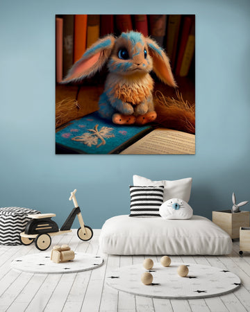 Vibrant Colors: Adorable Art Print Featuring a Colorful Rabbit