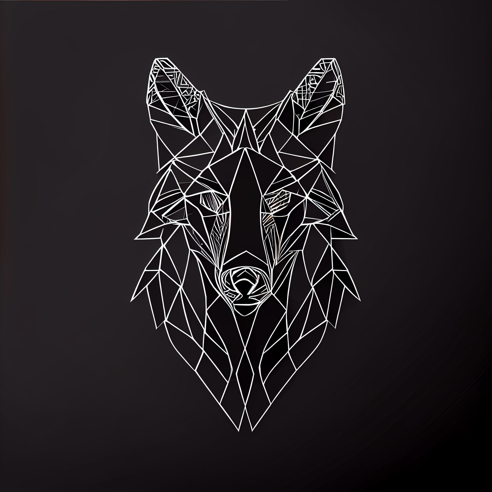 Wildly Beautiful: Geometric Wolf Line Art Print on Black Background