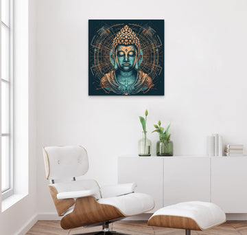 Buddha's Serenity in Minimalist Geometric Lines: Elevate Your Space with this Stunning Art Print