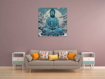 The Lord Buddha Art Print Against a Snowy Backdrop