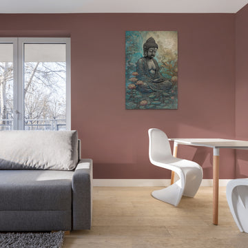 The Lord Buddha Print in Contemporary Art Nouveau Style by Akihiko Yoshida, with Flower Field Background