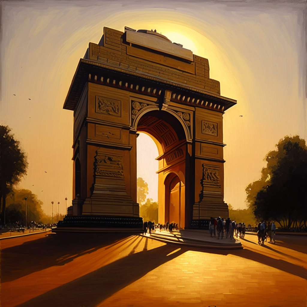 "Capture the Majestic Beauty of India Gate with our Painting Print"