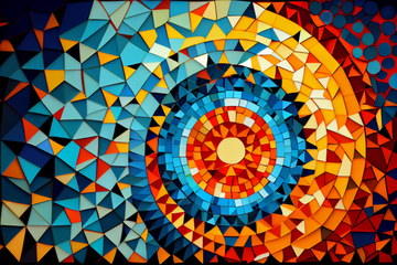 Geometric Symphony: A Captivating Mosaic Art Print of Intricate Geometrical Shapes