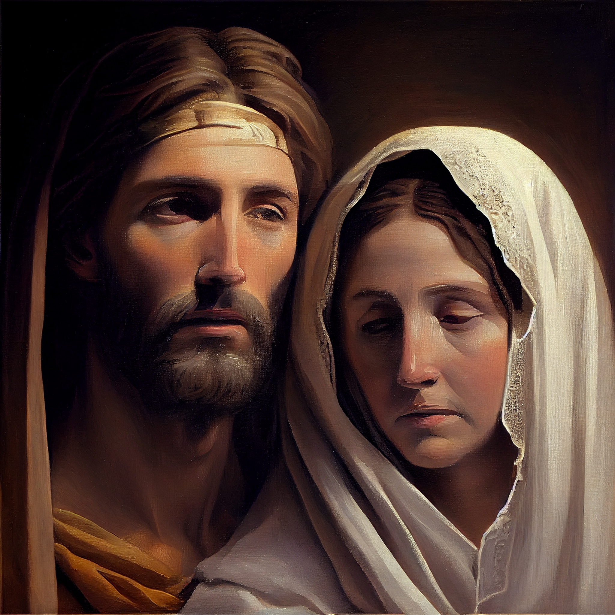 "A Mother's Love: Lord Jesus and Mother Mary in an Exquisite Oil Art Print"