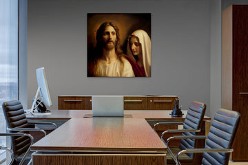 Divine Embrace: Captivating Oil Painting Print of Jesus and Mary, Ideal for Spiritual and Artistic Home and Office Décor.