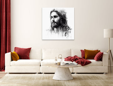 Divine Inspiration: Timeless Black and White Art Print of Jesus Christ