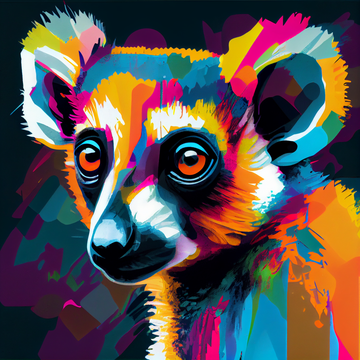 A Stunning Abstract Acrylic Art Print of Lemur