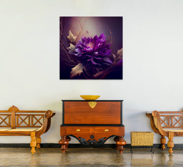 Regal Blooms: Elevate Your Space with Royal Purple Flower Wall Art for Bedroom, Living Room, and Office