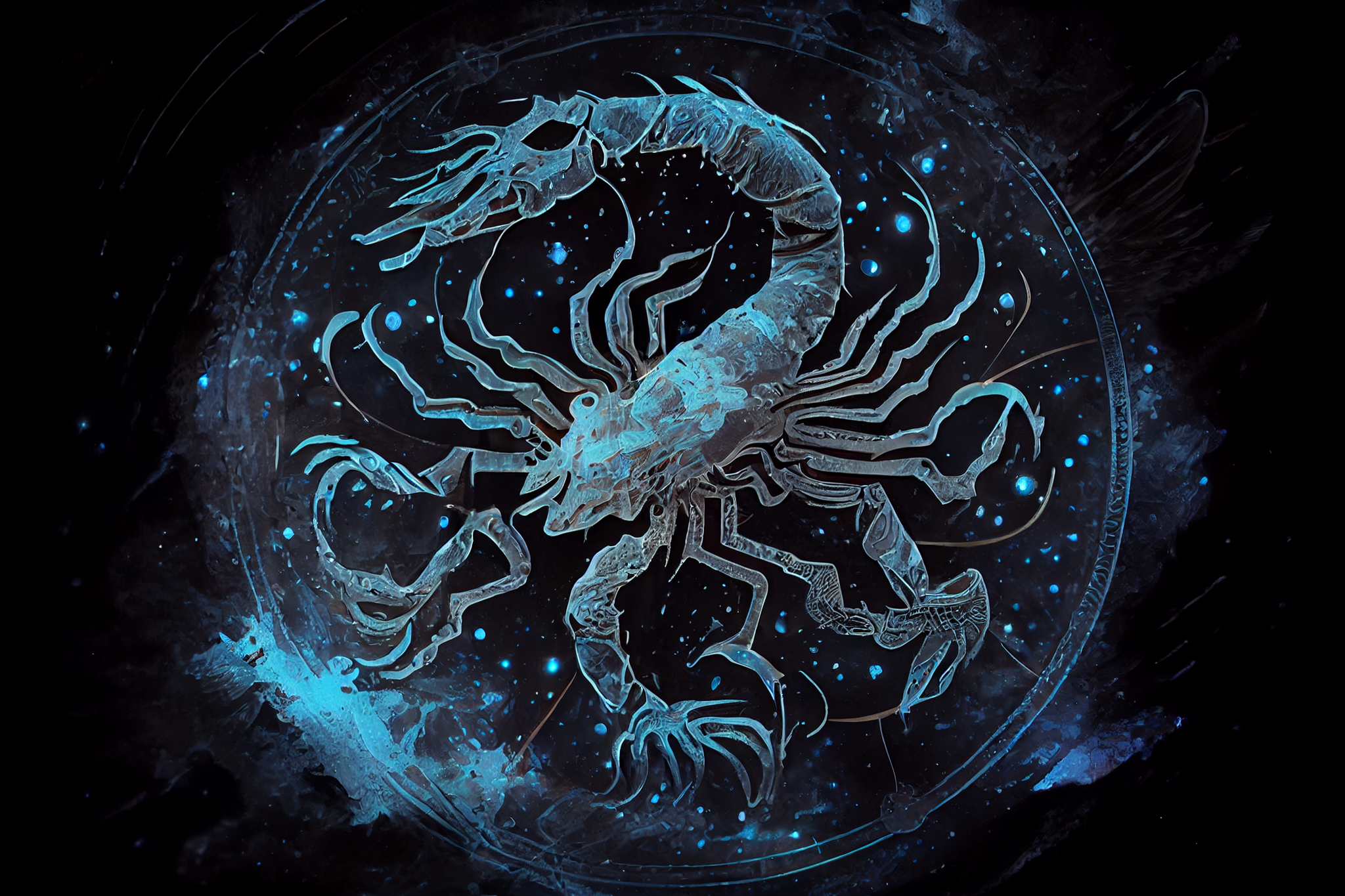 Blue Scorpion Zodiac Sign: A Stunning Digital Art Print for Your Zodiac Collection