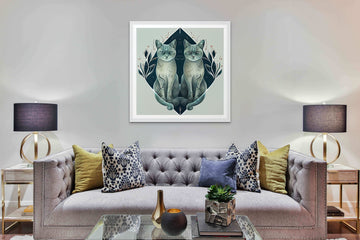 Symmetrical Cats - Fine Art Print of Two Playful Feline Figures