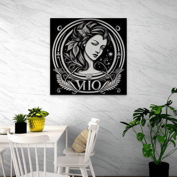 Stunning Black and White Virgo Zodiac Sign Print - Timeless and Sophisticated Home or Office Decor Piece