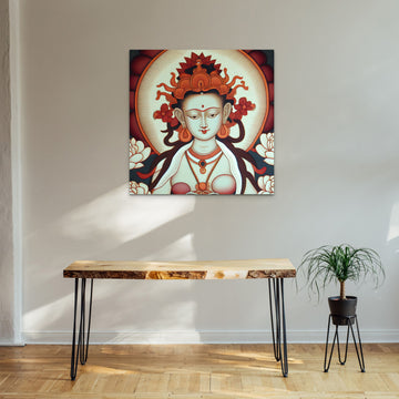 Divine White Tara: Exquisite Newari Style Bodhisattva Thangka for Spiritual Awakening