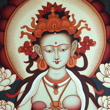 Divine White Tara: Exquisite Newari Style Bodhisattva Thangka for Spiritual Awakening