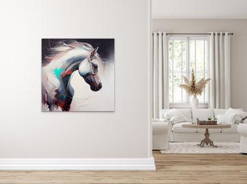 Majestic Abstractions: A White Horse in Motion