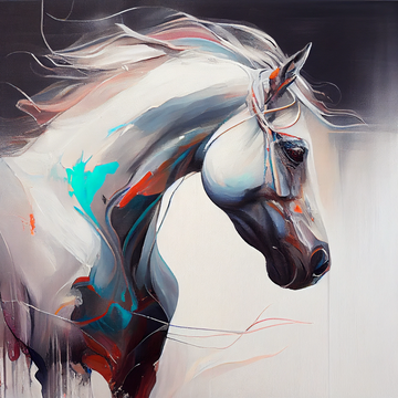 Majestic Abstractions: A White Horse in Motion