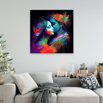 "Divine Love: Radha Krishna Beautiful Modern Art Print for Living Room, Home & Office Wall Decor"