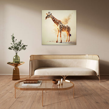The Majestic Giraffe: A Stunning Modern Art Print of the Iconic Animal on a Beige Background