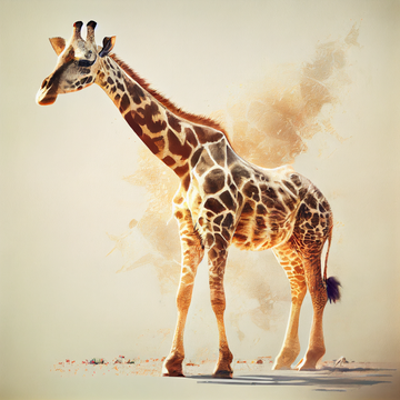 The Majestic Giraffe: A Stunning Modern Art Print of the Iconic Animal on a Beige Background