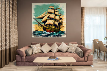Setting Sail: Vintage Art Print of a Boat, Perfect for Living Room, Office, and Gifting