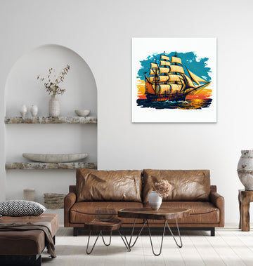 Tranquil Waters: A Beautiful Art Print of a Sailing Boat