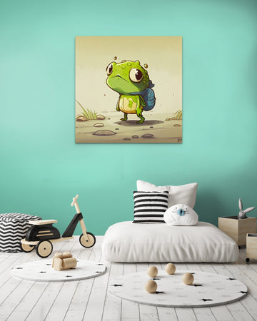 Hop into Happiness with our Adorable Cartoon Frog Acrylic Color Print