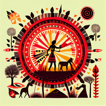 "Artistic Heritage: Vibrant Indian Warli Art Print - Perfect for any Space"