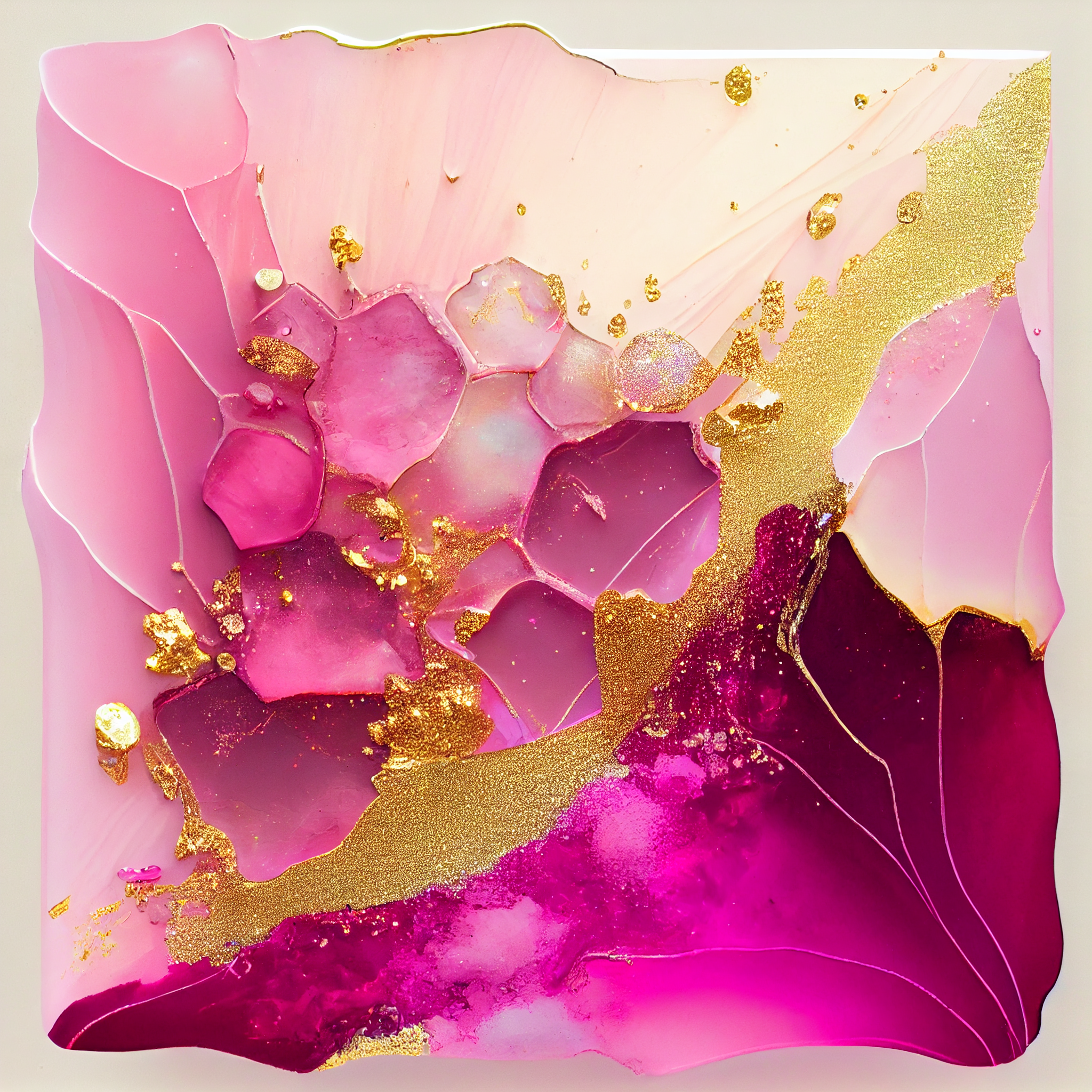 "Pink Perfection: Elevate Your Home Decor with this Stunning Resin Art Print for Your Living Space"