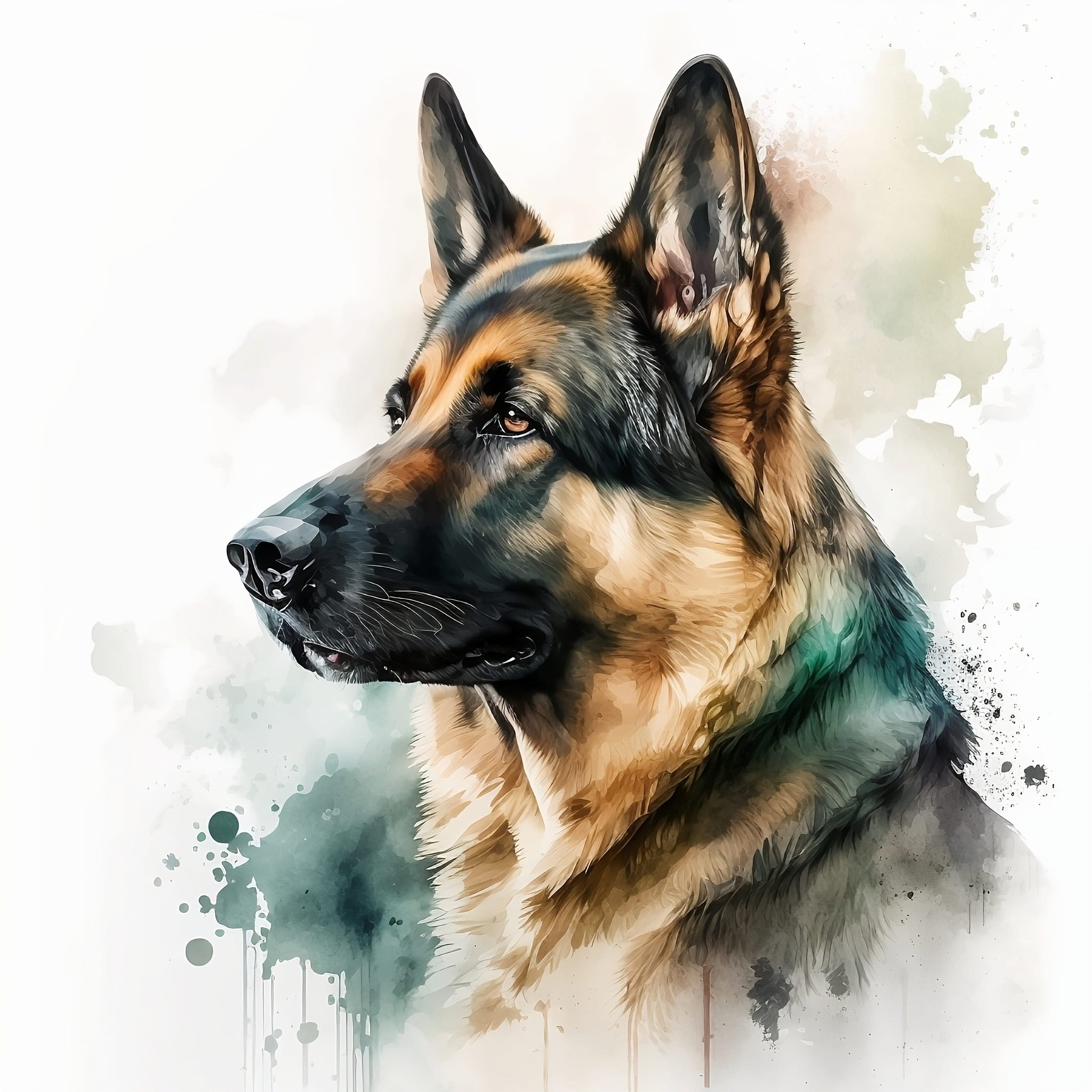 "Bring the Majestic Beauty of German Shepherds to Your Home with our Watercolor Painting Print"