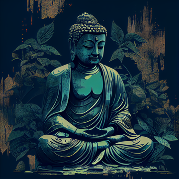 "Serene Enlightenment: Modern Art Print of Lord Buddha Meditating"