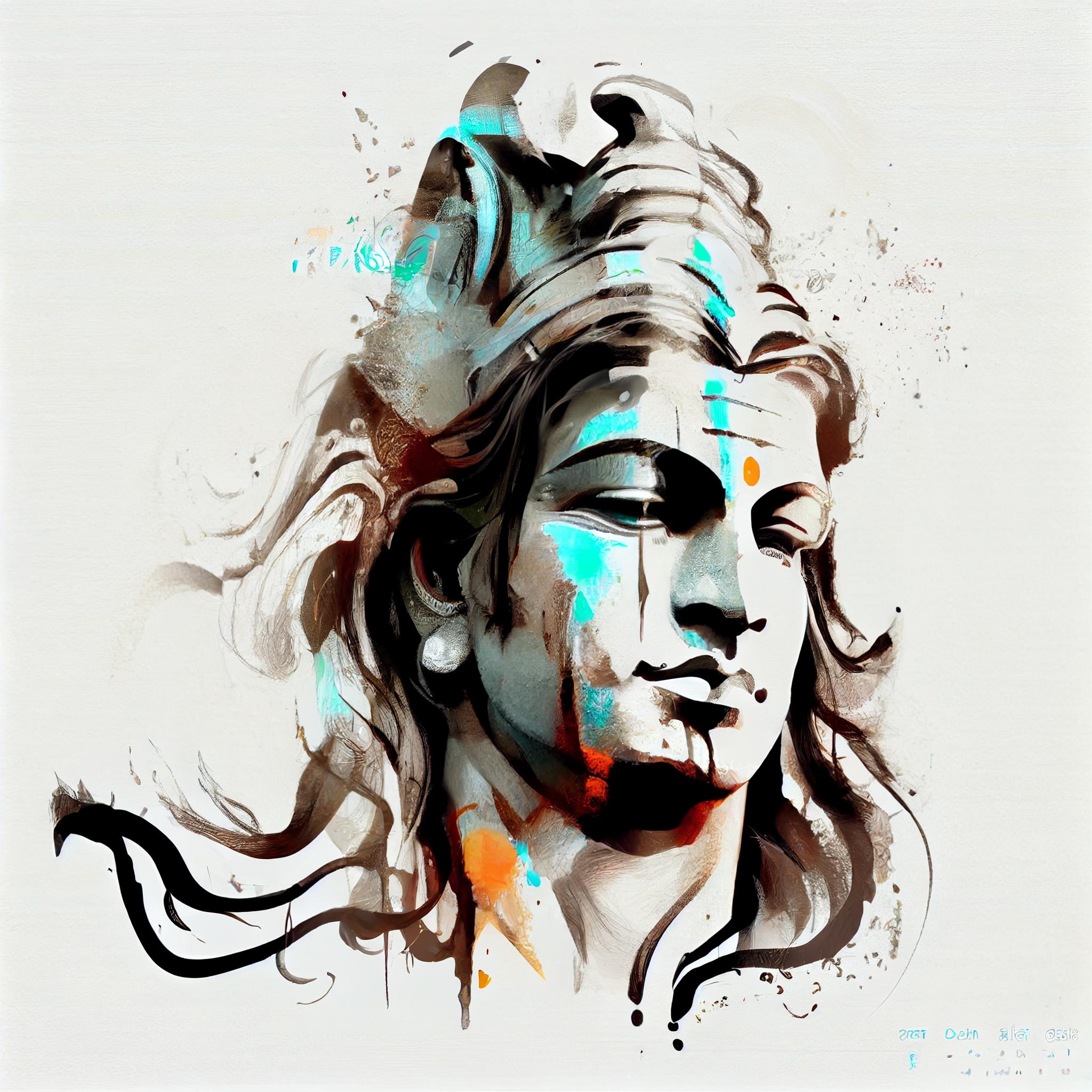 "Divine Beauty: Lord Shiva Portrait Print on a White Background"