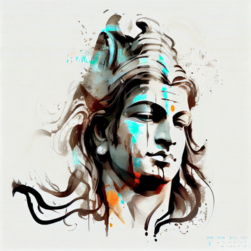 "Divine Beauty: Lord Shiva Portrait Print on a White Background"