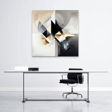 Monochromatic Gold: Simple Abstract Painting Print in Hues of Black, White, Grey, and Golden Tones