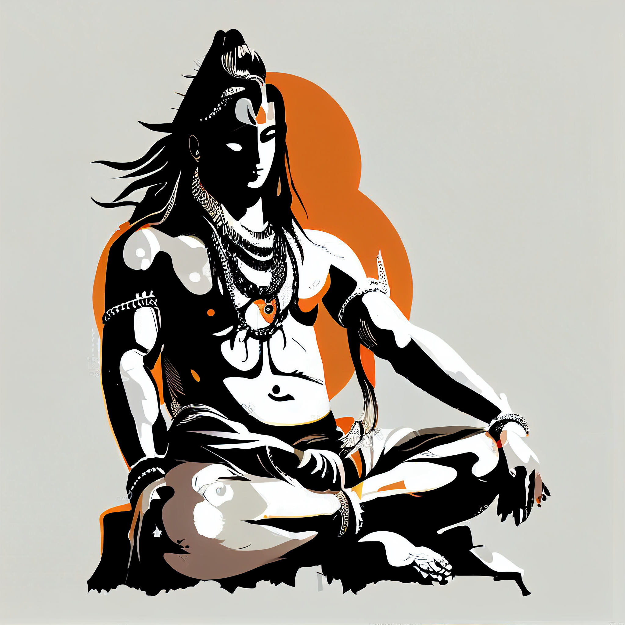 "Meditative Tranquility: Abstract Painting Print of Lord Shiva Perfect for Home, Living Room & Office Decor"