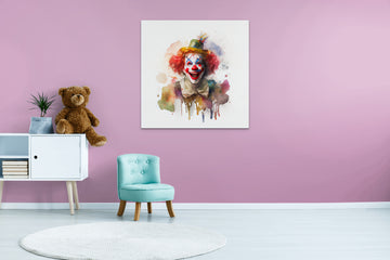 Joyful Brushstrokes: A Watercolor Art Print of a Happy Clown on White Background