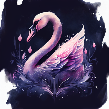 Shimmering Swan: A Watercolor Print