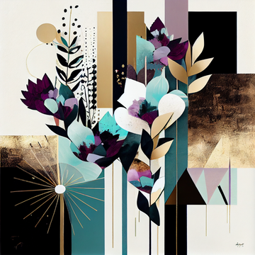 Flower Symmetry: Abstract Art in the Form of Geometric Shapes Perfect for Living Room, Office Wall Decor, and Gifting