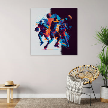 Fluid Motion: An Abstract Acrylic Print of Basketball Players in Action