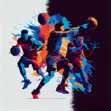 Fluid Motion: An Abstract Acrylic Print of Basketball Players in Action