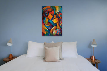 A Captivating Abstract Oil Color Print of a Passionate Indian Couple in Love