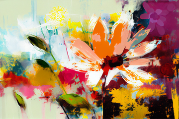 Floral Expressions: A Textured and Colorful Abstract Print of Flowers