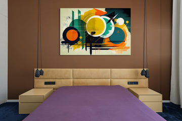 Circular Fusion: An Abstract Art Print of Geometric Shapes and Textured Brush Strokes