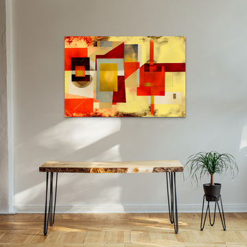 Dynamic Geometry: An Abstract Expressionism Art Print of Geometrical Shapes, Brush Strokes, and Texture