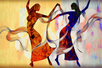 Fluid Movements: An Abstract Expressionist Interpretation of Dancing Women
