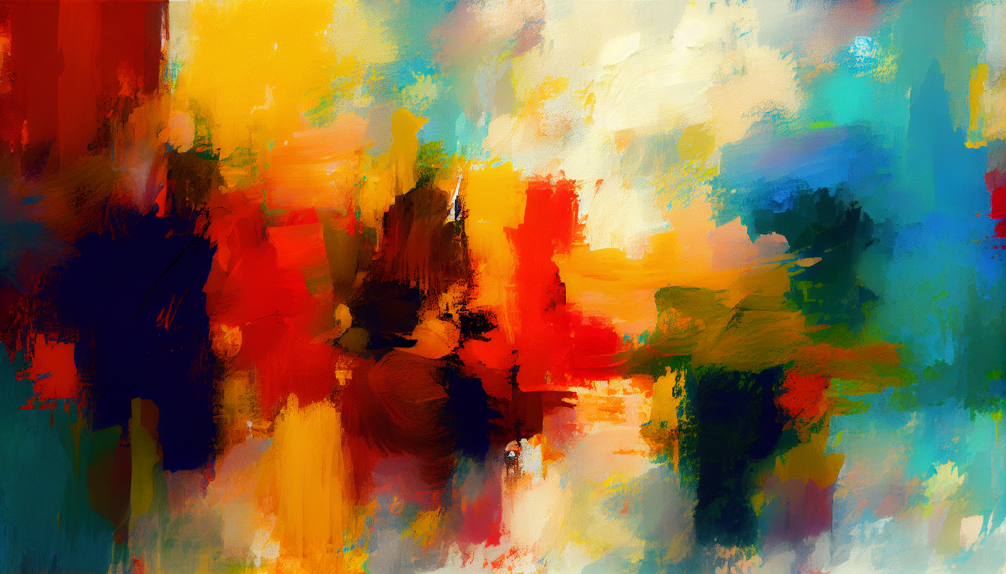 Vibrant Expressions: An Abstract Impressionist Canvas Textured Painting Print in Acrylic Colors and Bold Brush Strokes