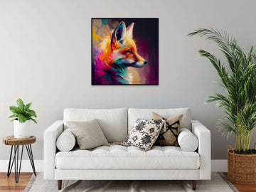 "Fox in Colors: Vibrant Painting Print of a Sideways-Looking Fox - Perfect as a Gift"