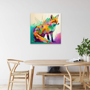 "Whimsical Fox: Playful Art Print in Vibrant Colors"