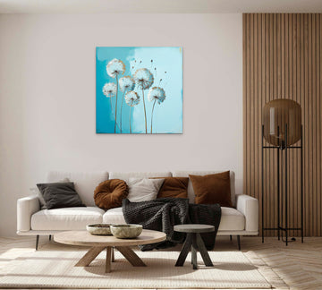 "Blue Dreams: A Stunning Abstract Print of Dandelions"