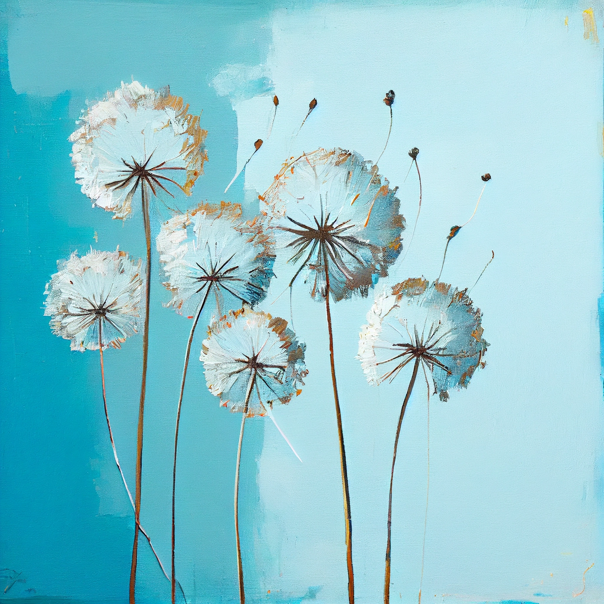 "Blue Dreams: A Stunning Abstract Print of Dandelions"