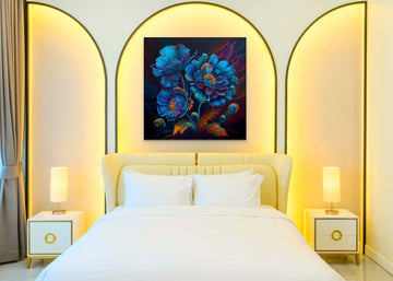 Turquoise Extraterrestrial Blossoms: Awe-Inspiring Ultra-Detailed Acrylic Painting Print with Rich Gradient Colors