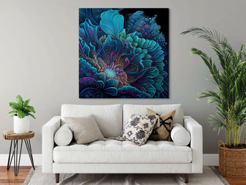 Extraterrestrial Blooms: Ultra-Detailed Illustrative Flowers in Rich Gradient Acrylic Painting Print